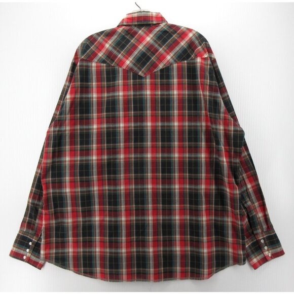 VINTAGE Wrangler Shirt XL Western Pearl Snap Plaid Cowboy Rodeo 80s 90s - Picture 6 of 10